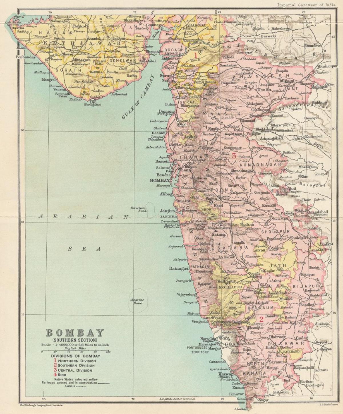 નકશો બોમ્બે રાષ્ટ્રપ્રમુખ
