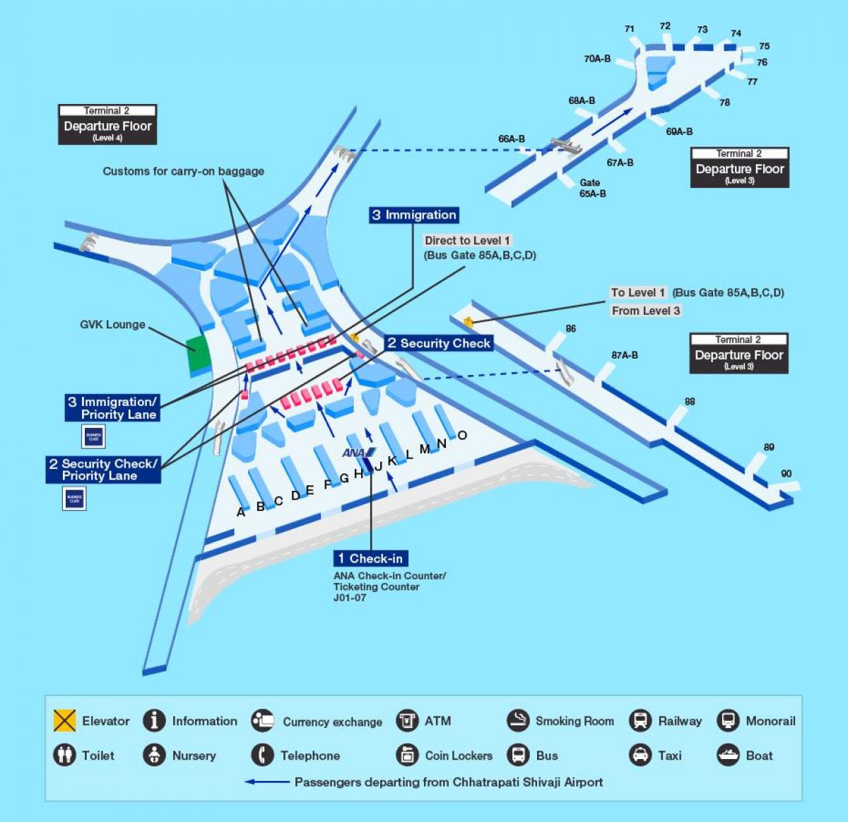 મુંબઇ ઇન્ટરનેશનલ એરપોર્ટ ટર્મિનલ 2 નકશો