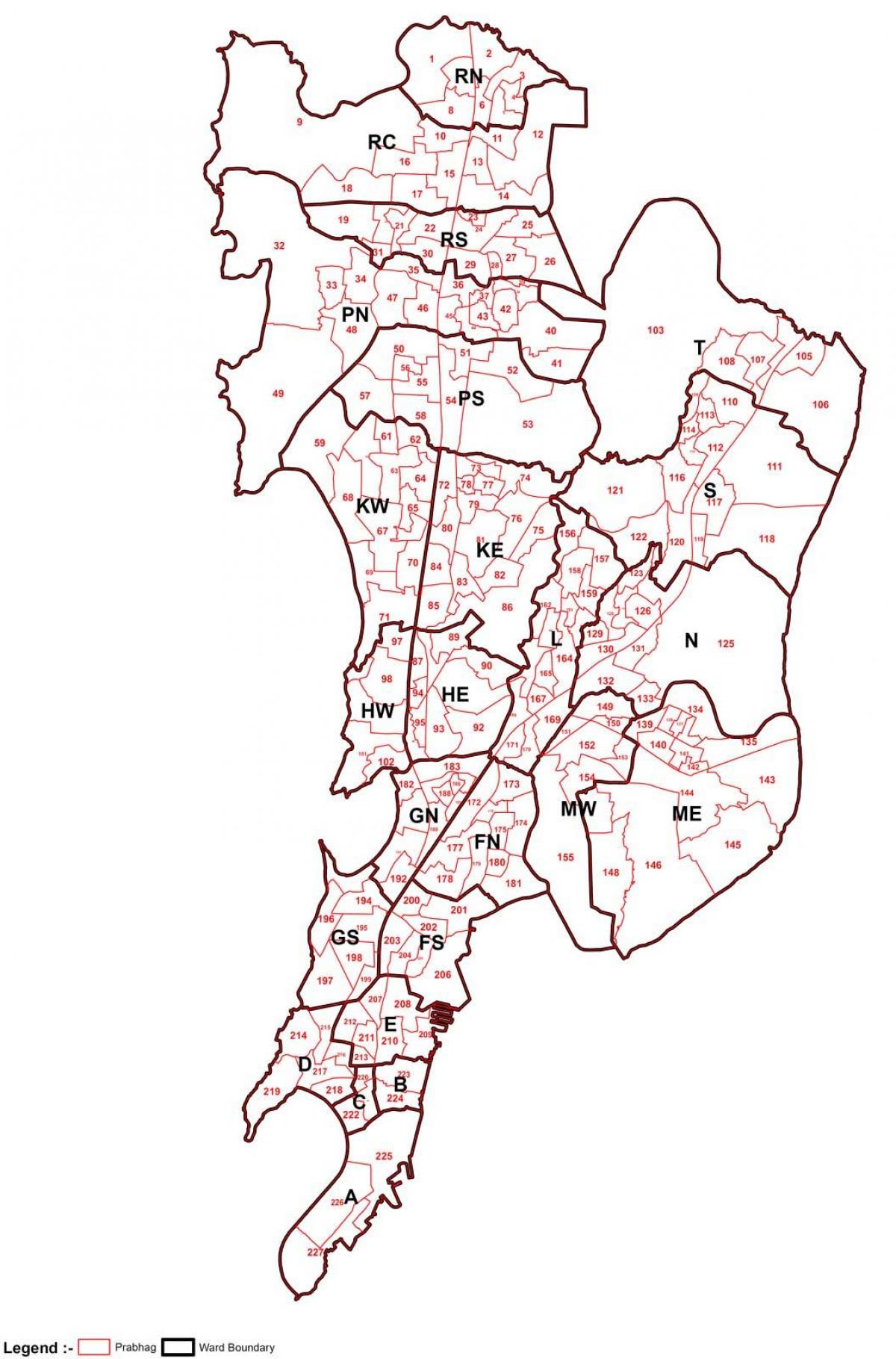 મુંબઇ નકશો વિસ્તાર મુજબની