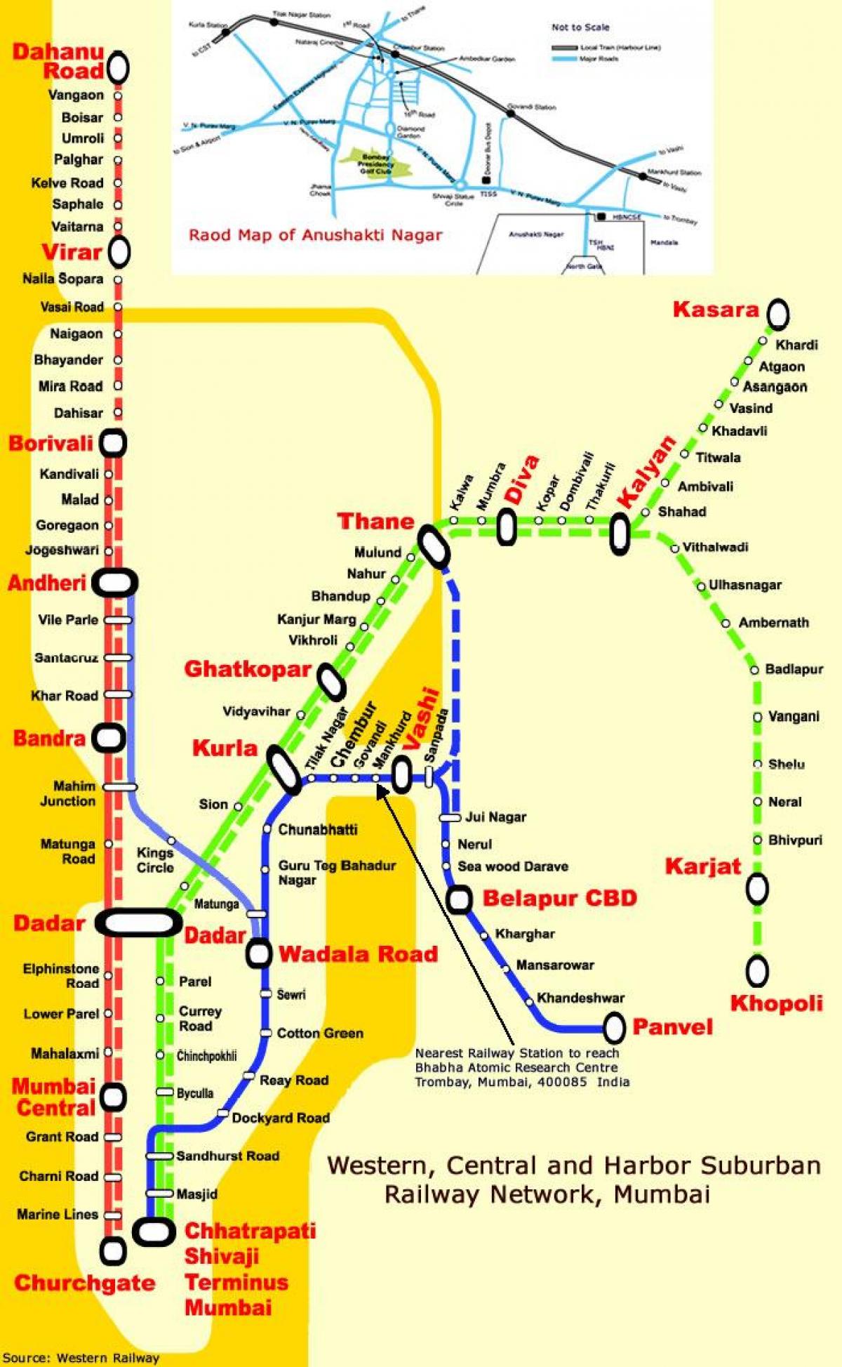 મુંબઇ સેન્ટ્રલ વાક્ય સ્ટેશનો નકશો