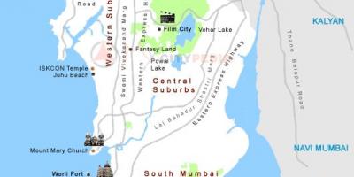 નકશો મુંબઇ પ્રવાસી સ્થળો
